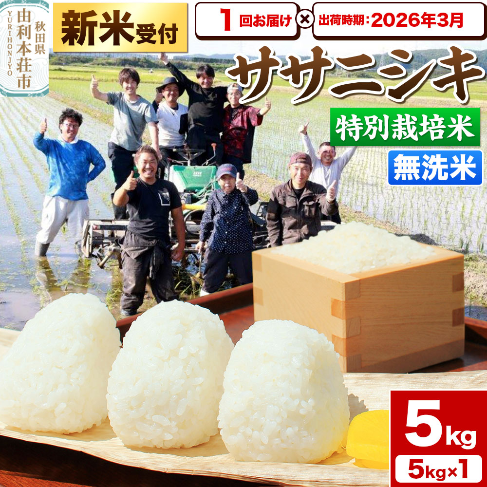 《新米受付》令和7年産【無洗米】特別栽培米 ササニシキ 5kg 秋田県産【2026年3月出荷】