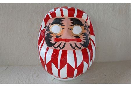 白河だるま ぬ（14cm） 矢羽根柄 和柄 縁起物  F21R-098