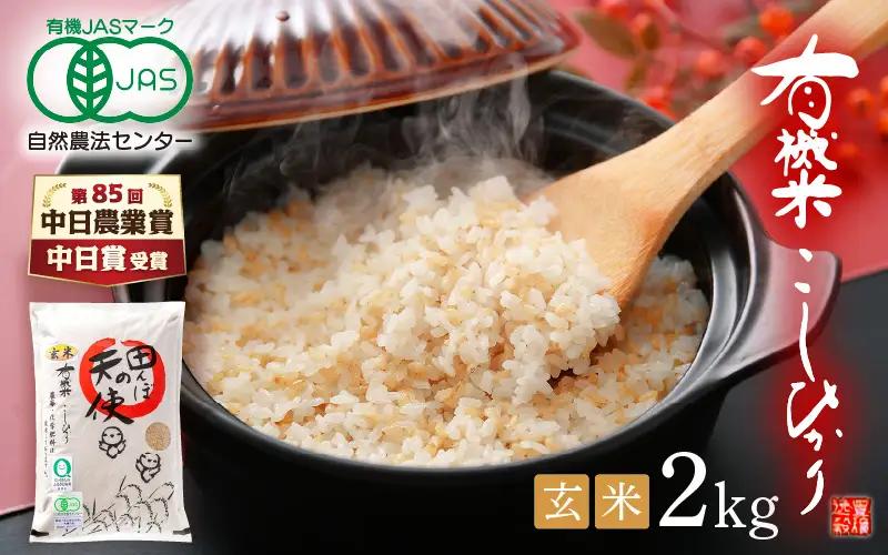 令和7年産 有機栽培 JAS認証 米 越前コシヒカリ 2kg 【玄米】【人気品種 こしひかり 2キロ】 [e10-a020]