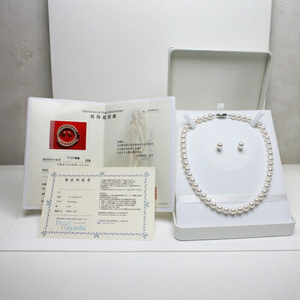 大粒8.5-9ミリ　アコヤ真珠　ネックレス＆ピアスセット／パール　真珠　南伊勢町　パールハヤシ　三重県　伊勢志摩