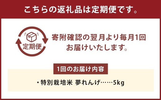 【12ヶ月定期便】 特別栽培米 夢れんげ 精米 5kg×1袋 合計60kg