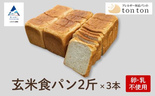 【卵・乳アレルギー対応】tonton玄米食パン 2斤×3本