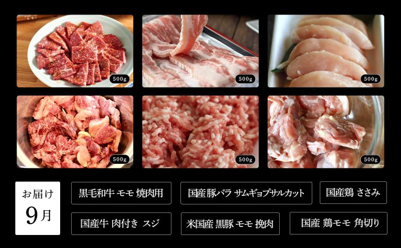 肉屋大石の定期便 ベーシック 6回お届け 牛肉 黒毛和牛 豚肉 鶏肉 ロース 薄切り 挽肉 角切り 手羽先 焼肉 鍋 しゃぶしゃぶ 大田区 東京都