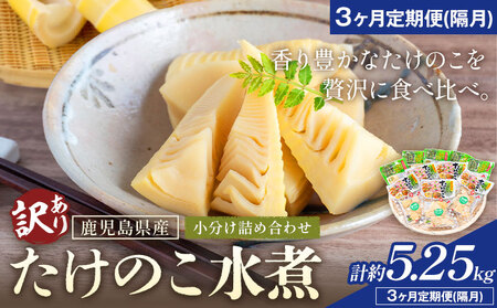 訳あり たけのこ 水煮 小分け 詰め合わせ 九州産 計約5.25kg 3ヶ月定期便（隔月） 北薩農産加工場《お申し込み翌月から出荷》鹿児島県 さつま町 送料無料 惣菜 タケノコ 筍 竹の子 パック 水煮 お取り寄せグルメ