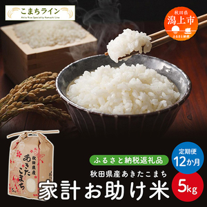 【定期便12回】新米 令和6年産  秋田県産 あきたこまち【家計お助け米】5kg(5kg×1袋)×12か月【こまちライン】