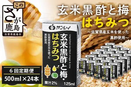 玄米黒酢と梅はちみつ 125ml×24本 6回 定期便 ６カ月 清涼飲料水 飲みやすい サンレイ 紙パック 飲料 飲み物 さわやか サッパリ 健康 美容 抗酸化作用 リピーター 美味しい ストック 定期 常備 人気 送料無料 佐賀県 鹿島市 H-57