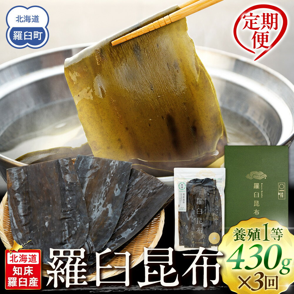 【ふるさと納税】羅臼昆布 定期便(480g×3回) 年3回！海鮮工房厳選 北海道 知床 羅臼産 養殖1等 生産者 支援 応援