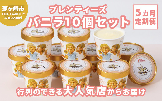 
【5か月定期便】湘南茅ヶ崎の人気店 プレンティーズのアイスクリーム（バニラ10個）
