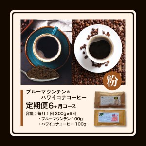 ブルーマウンテン１００g＆ハワイコナコーヒー１００g 定期便６ヶ月コース　粉コース_Ec108-P_定期便 6ヶ月 コーヒー 粉 各 100g 2種 ブルーマウンテン ハワイコナコーヒー シルキーな舌