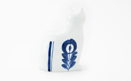 【波佐見焼】zen to ひがし ちか 花器「愛 編む 磁器猫」花猫 1点【中善】[YE54]