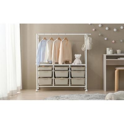 ふるさと納税 大河原町 キッズ収納ハンガーラック  幅約102.8cm ホワイト/ベージュ　アイリス[53753083] |  | 02