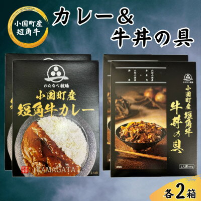 【ふるさと納税】短角牛カレー&牛丼の具　各2箱(計4箱)【1587662】