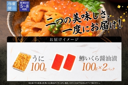 1775. 雲丹 100g 鱒いくら醤油漬け 100g×2個 うに ウニ チリ産 冷凍 いくら イクラ ます マス いくら醤油 お取り寄せ 魚卵 海鮮丼 二色丼 海鮮 寿司 送料無料 北海道 弟子屈町