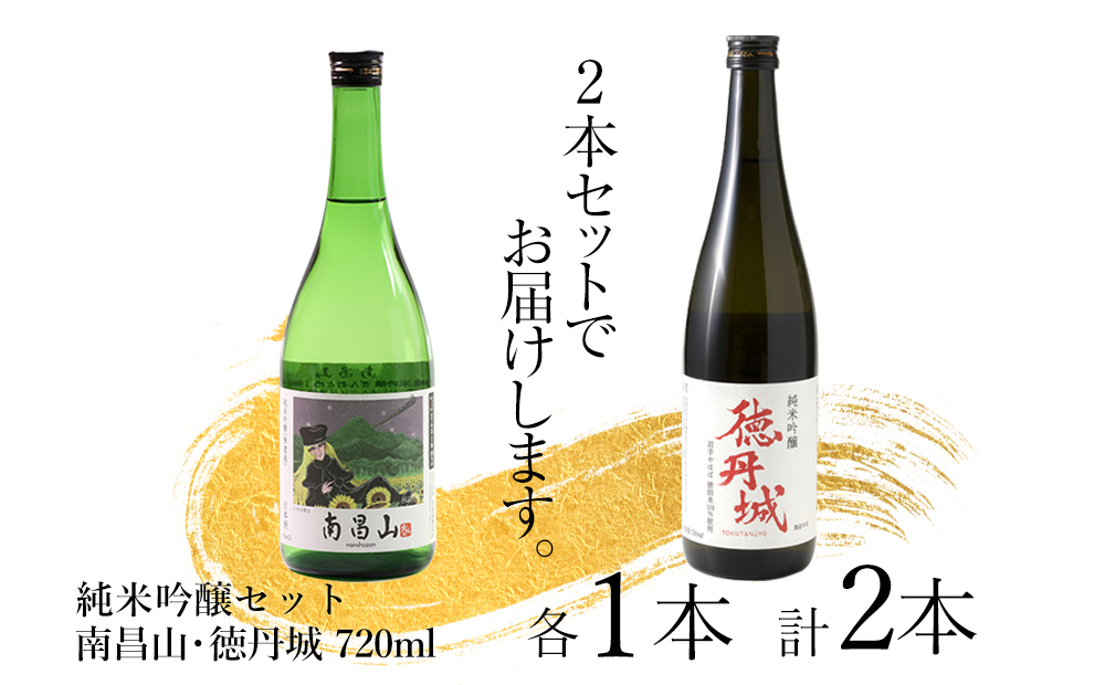 矢巾町産酒米『ぎんおとめ』100％使用！純米吟醸呑み比べセット　南昌山・徳丹城　720ml×各1本　計2本