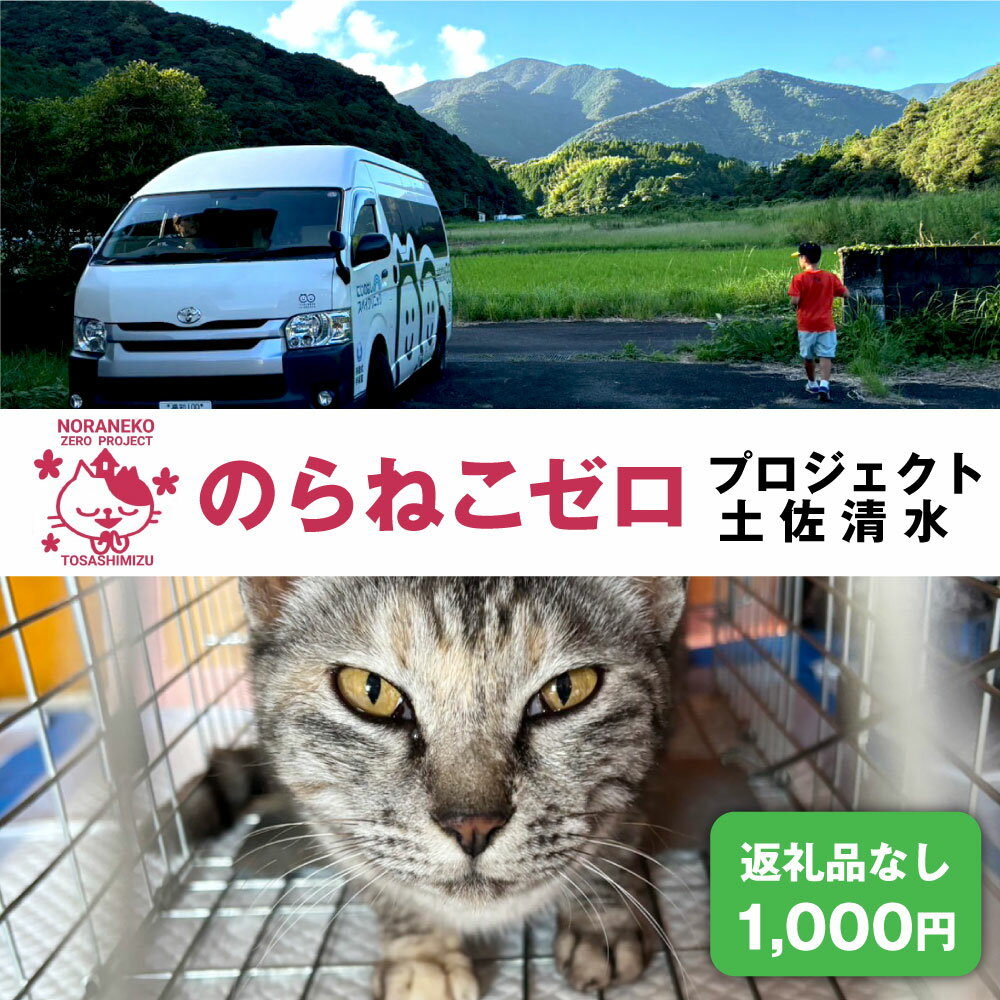 【ふるさと納税】のらねこゼロプロジェクト 一口 1,000円（300円分）返礼品なし 保護猫 ネコ 猫 ねこ 動物 保護 愛護 TNR活動応援 支援 寄付 殺処分ゼロ 千円ポッキリ クラウンドファンディング クラファン 高知県 土佐清水市 ふるさとのうぜい【R01382】