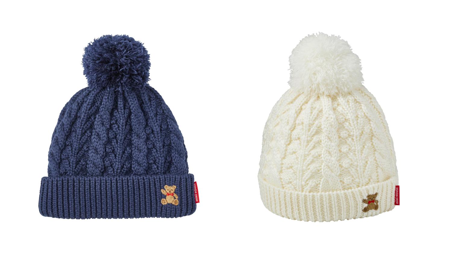 
                  ミキハウスベア ニットフード（紺・アイボリー/S・Mサイズ） ALPFX004
                