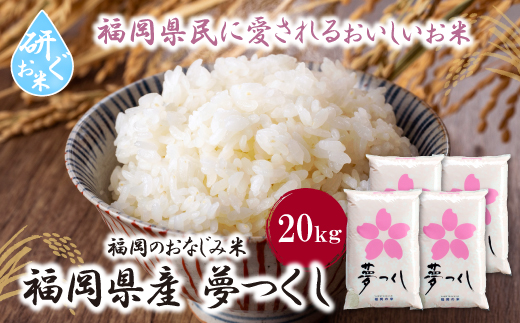 研ぐお米 夢つくし20kg 米 コメ 20kg 箱入り 5kg×4 夢つくし 20キロ 福岡 夢つくし ゆめつくし 手軽 リピート 日時指定 ギフト お中元 お歳暮 コスパ 福岡県限定銘柄 人気 研ぐお米	