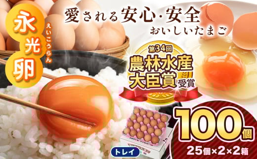 ＼ 2週間以内 に発送 ／ メディア紹介多数！ 永光卵 【 100個 】 卵 たまご トレイ | スピード発送 送料無料 えいこうらん 光永ファーム みつなが 安心 安全 おいしい卵 卵かけごはん プリン ゆうパック 君津市 きみつ 千葉県 すぐ届く