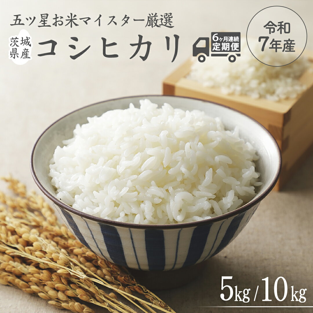 【ふるさと納税】【 6ヶ月 連続配送 定期便 】《 令和7年産 》 茨城県産 コシヒカリ ＼選べる内容量／ 5kg 10kg 期間限定 こしひかり 米 コメ こめ 五ツ星 高品質 白米 精米 時短 単一米
