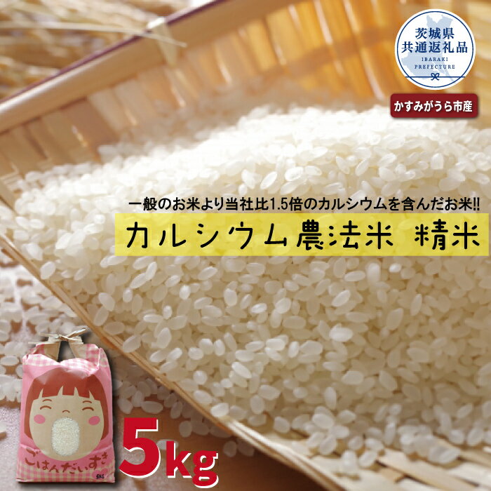 【ふるさと納税】カルシウム農法米 精米5kg 茨城県共通返礼品 かすみがうら市産 米 精米 カルシウム米 5kg 茨城県産 共通返礼品 ごはん 粘り ツヤ カルシウム コメ お米 農法米 冷めてもおいしい 送料無料