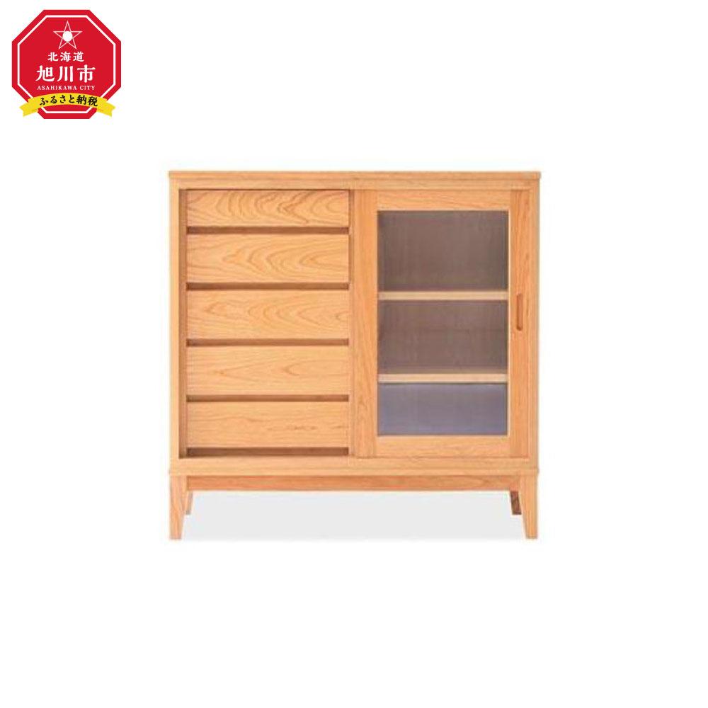 【ふるさと納税】旭川家具 MUKU工房オリジナル ムク キャビネット チェリー 【 国産 無垢 インテリア 木製 収納 ナチュラル キャビネット チェスト リビング ダイニング 北海道 】 _03235 | インテリア ファニチャー 人気 おすすめ 送料無料