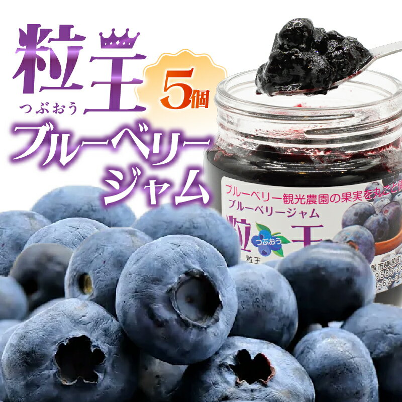 【ふるさと納税】粒王　ブルーベリージャム 1kg [200g×5個] 手摘みブルーベリーの無添加ジャム！【ブルーベリー観光農園ワダ】