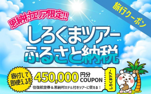 
【恩納村】しろくまツアーで利用可能なWEB旅行クーポン（450,000円分）
