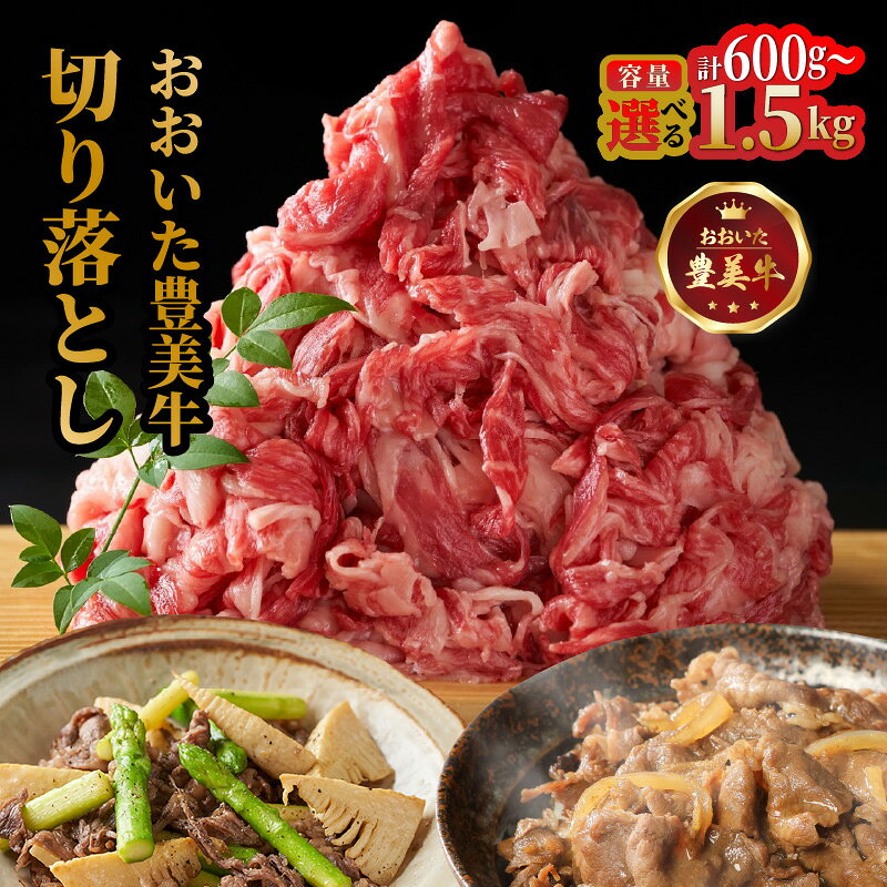 【ふるさと納税】おおいた 豊美牛 切り落とし 選べる容量 1.5kg (300g×5P) 600g (300g×2P) 交雑牛 カレー 牛丼 炒め物 料理 大容量