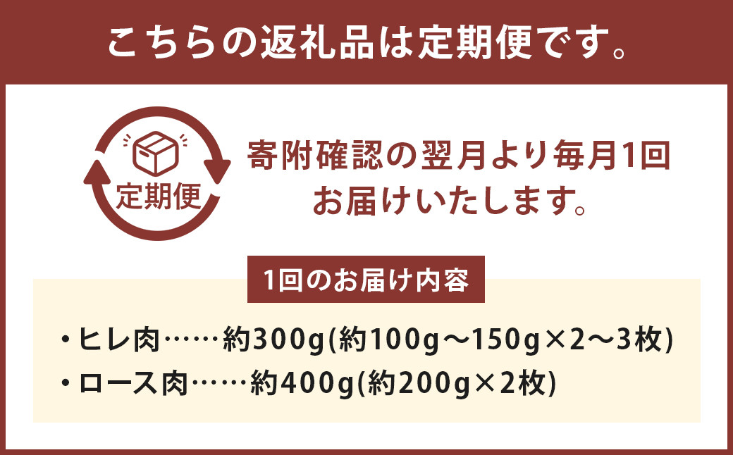 【6ヶ月定期便】くまもとあか牛 ステーキ用 ヒレ肉約300g（2～3枚）・ロース肉約400g（2枚）計700g