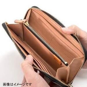 【全6色】栃木レザーのラウンドファスナー長財布 シュリンクタイプ ハンドステッチ ソフトな手触り/Round zip wallet 02/キャメル/minca　327