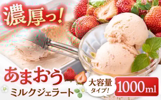 福岡産 あまおう ジェラート 1000ml ▼福岡 アイス ジェラート イチゴ いちご 苺 大容量 業務用 ミルク アイスクリーム  アイス 桂川町/南国フルーツ株式会社[ADBW016]