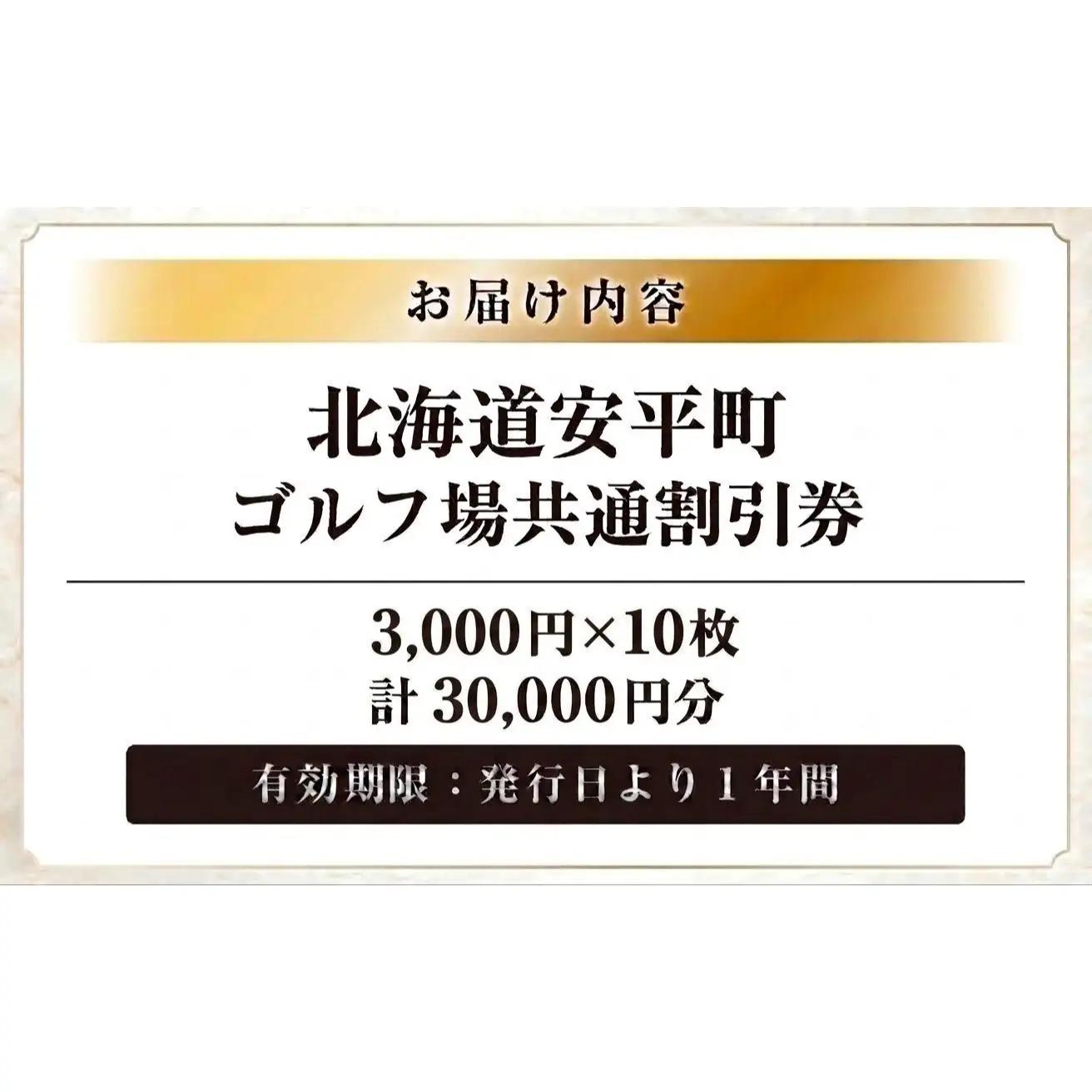 【ふるさと納税】安平町ゴルフ場共通割引券　30000円分（3000円×10枚）