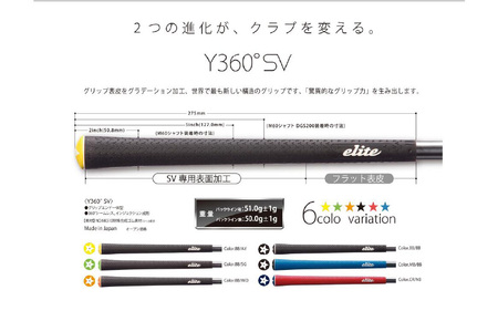 Y360SV バックライン無ブラック/オレンジ ゴルフ グリップ 5本セット - グリップ表皮をグラデーション加工、世界で最も新しい構造のグリップ