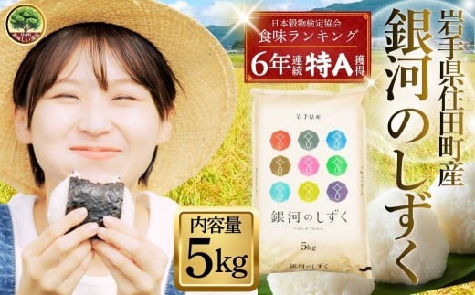 岩手県産 精米 銀河のしずく 5kg 小分け / 2025年産 令和7年産 お米 ブランド米 白い 艶 冷めても おいしい 白米 国産米 ギフト 贈り物 送料無料 ふるさと納税