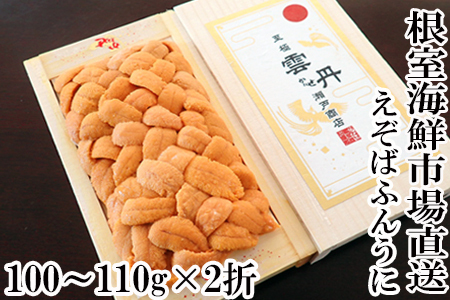 エゾバフンウニ（黄系）100～110ｇ×2折[2026年1月中旬以降発送] F-11032