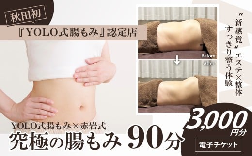 eminal   サロンチケット3000円分 50P8416 /  東北 秋田県 大館 施術 美容 健康 エステ 整体 便秘解消 体験 YOLO式 腸もみ 赤岩式 骨盤 調整 ホットストーン エミナル チケット 3000 円