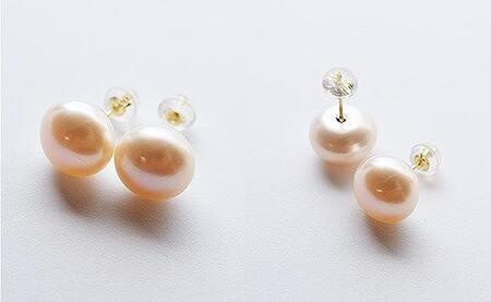 淡水本真珠ピアス／パープルYG