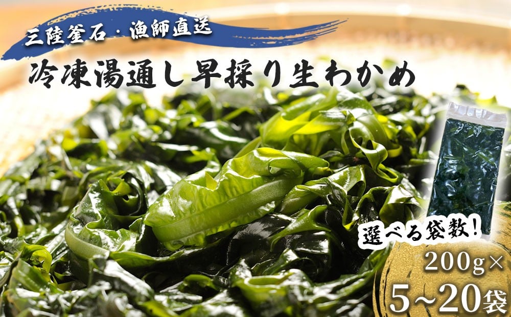 
            【選べる袋数】 三陸釜石・漁師直送 冷凍湯通し早採り生わかめ 5袋 10袋 15袋 20袋【1月下旬頃から3月下旬頃期間限定 お届け便】  両石港 隆丸
          