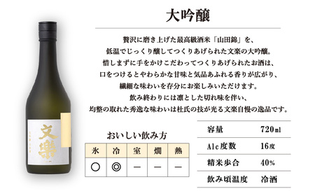 北西酒造 文楽 大吟醸・純米吟醸 720ml 2種×各1本 計2本 | 埼玉県 上尾市 お酒 アルコール 日本酒 純米吟醸 純米酒 軽快 お米 旨み 飲み比べ 飲みやすい 女性 男性 家飲み 宅飲み 