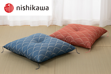 西川の座布団 露芝 銘仙版 ≪青≫ 座布団 クッション