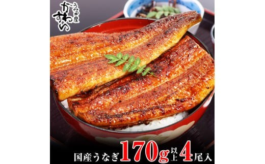 特大サイズ国産うなぎ蒲焼き170ｇ 4本セット(A1000-2)