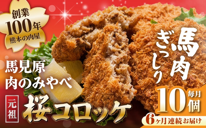 
                  【全6回定期便】コロッケ 熊本肥育 桜コロッケ 馬肉 10個（5個×2P）冷凍 定期便 / コロッケ ころっけ 馬肉コロッケ 馬肉 ばにく 桜肉 さくらにく 惣菜 冷凍食品 小分け おつまみ 簡単調理 揚げ物 おかず 定期便 熊本 合志 合志市 馬見原 九州 熊本県産 【肉のみやべ】[AYDM015]
                