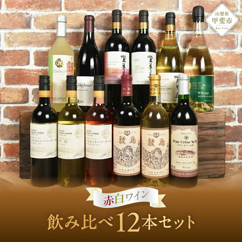 【ふるさと納税】甲斐市産 たっぷり堪能！赤白ワイン 12本セット ワイン 家飲み 赤 白 赤ワイン 白ワイン 日本ワイン 山梨ワイン 定番 テーブルワイン お酒 山梨 甲斐市 サントリー 甲州 飲み比べ 山梨県 甲斐市 AD-298