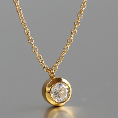 ふるさと納税 大津市 K18 金【0.2ct ラボダイヤモンドネックレス】ふくりん留め 輝き続ける美しさ 一粒ペンダント