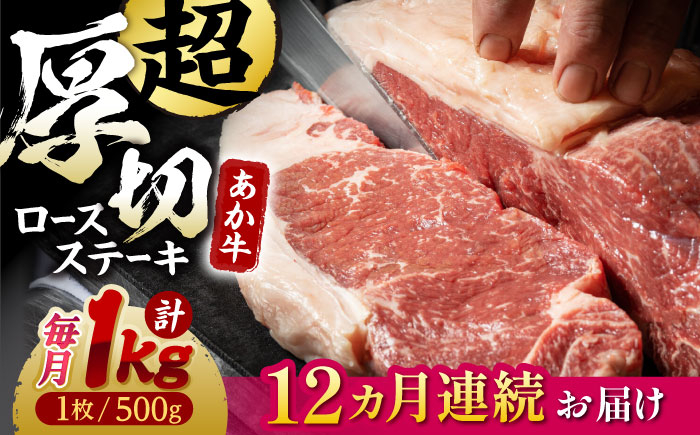 
【12回定期便】熊本県産 延寿牛 あか牛 ロース ステーキ 約 500g×2枚【有限会社 九州食肉産業】 [ZDQ128]
