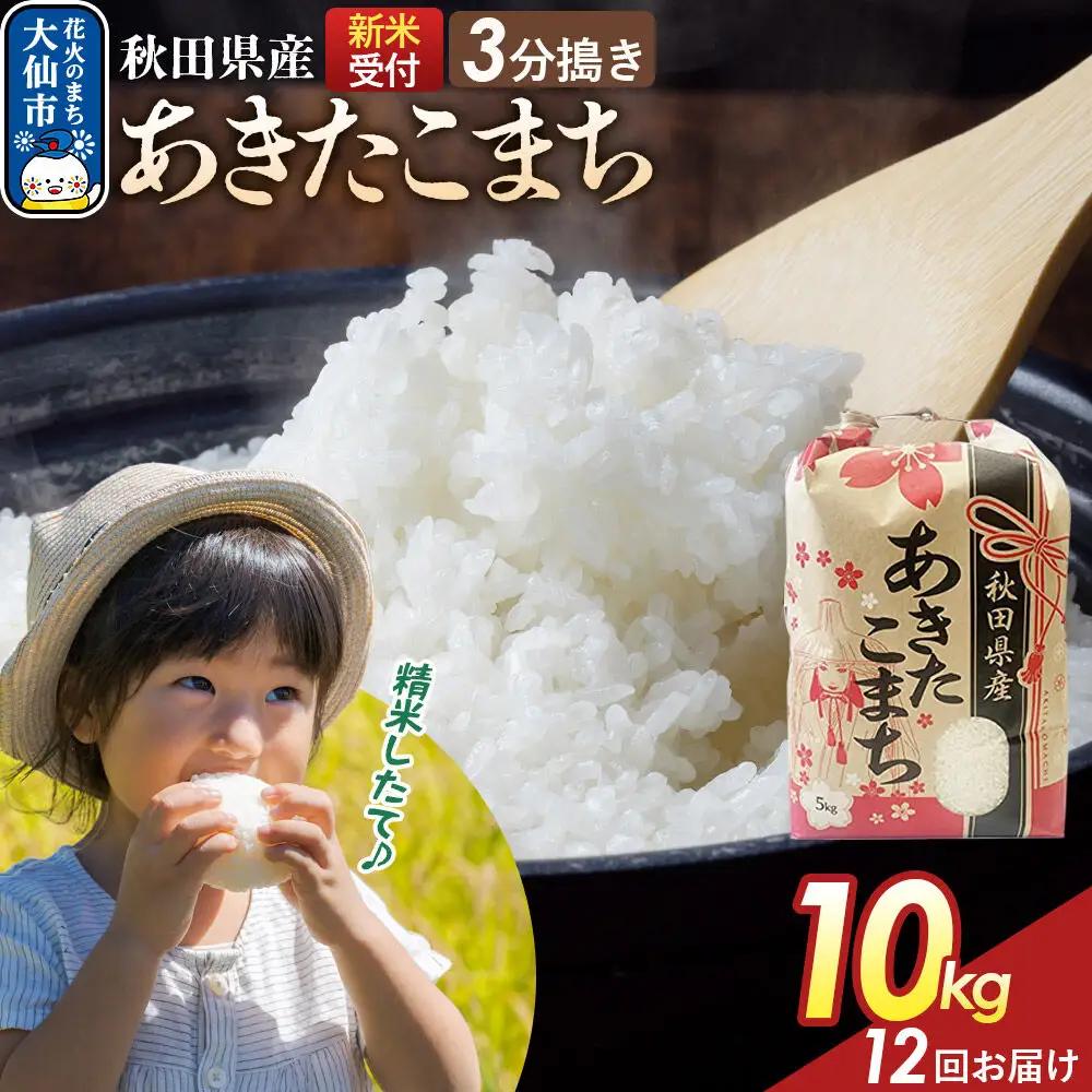 《令和8年産新米予約》 《定期便12ヶ月》【3分搗き】あきたこまち 10kg（5kg×2） 秋田県産 こまちライン 秋田県 大仙市産