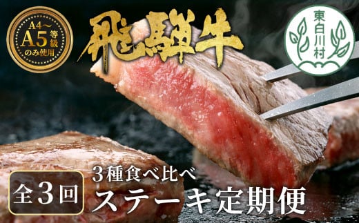 【翌月から発送開始】飛騨牛 ステーキ定期便 全3回 計約1.5kg ステーキ 焼肉 BBQ リブロース モモ サーロイン 贅沢 贈り物 3ヶ月 定期 おすすめ 選べる 人気 飛騨 ブランド牛 肉のひぐち