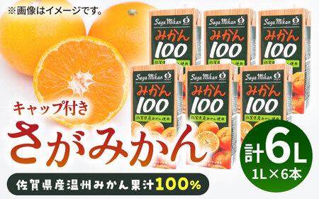 【佐賀県産温州みかん果汁100%】保存に便利なキャップ付き！さがみかん 1L×6本 / ジュース 果汁 オレンジ / 佐賀県 / さが風土館季楽 [41AABE001]