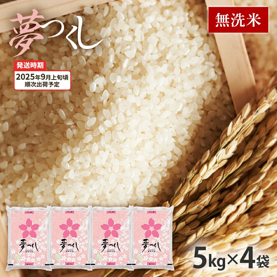 【ふるさと納税】夢つくし 令和7年産　【9月上旬頃より順次出荷予定】福岡県産ブランド米「夢つくし」無洗米　計20kg お取り寄せグルメ お取り寄せ 福岡 お土産 九州 福岡土産 取り寄せ グルメ 福岡県