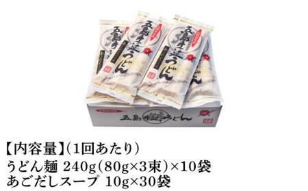 【全6回定期便】五島うどん 240g（80g×3束）×10袋 スープ付 / 五島うどん[RAX024] 五島うどん うどん 定期便 五島うどん うどん 定期便 五島うどん うどん 定期便九州 長崎